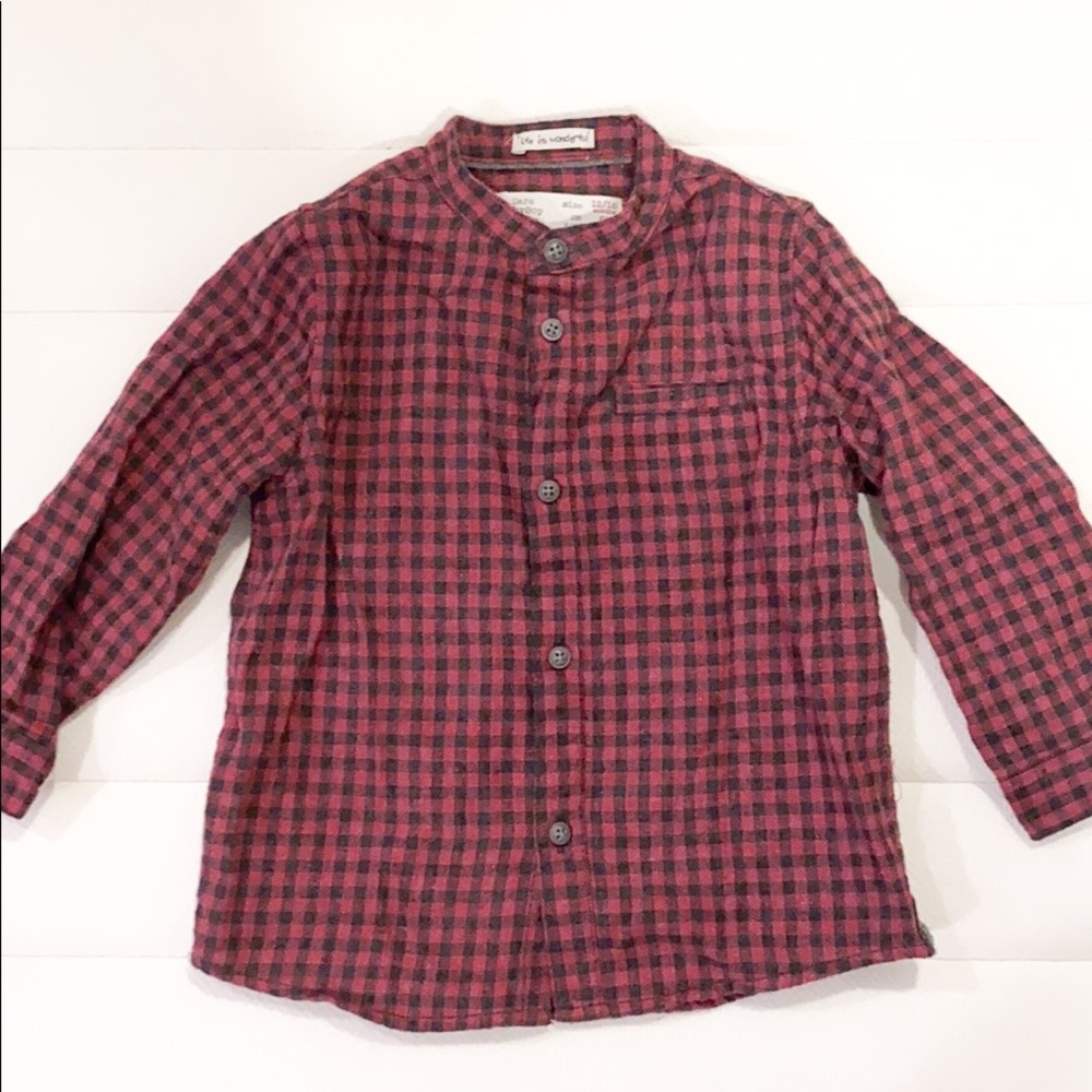 Zara Baby Boys Collared Dress Shirt Flannel